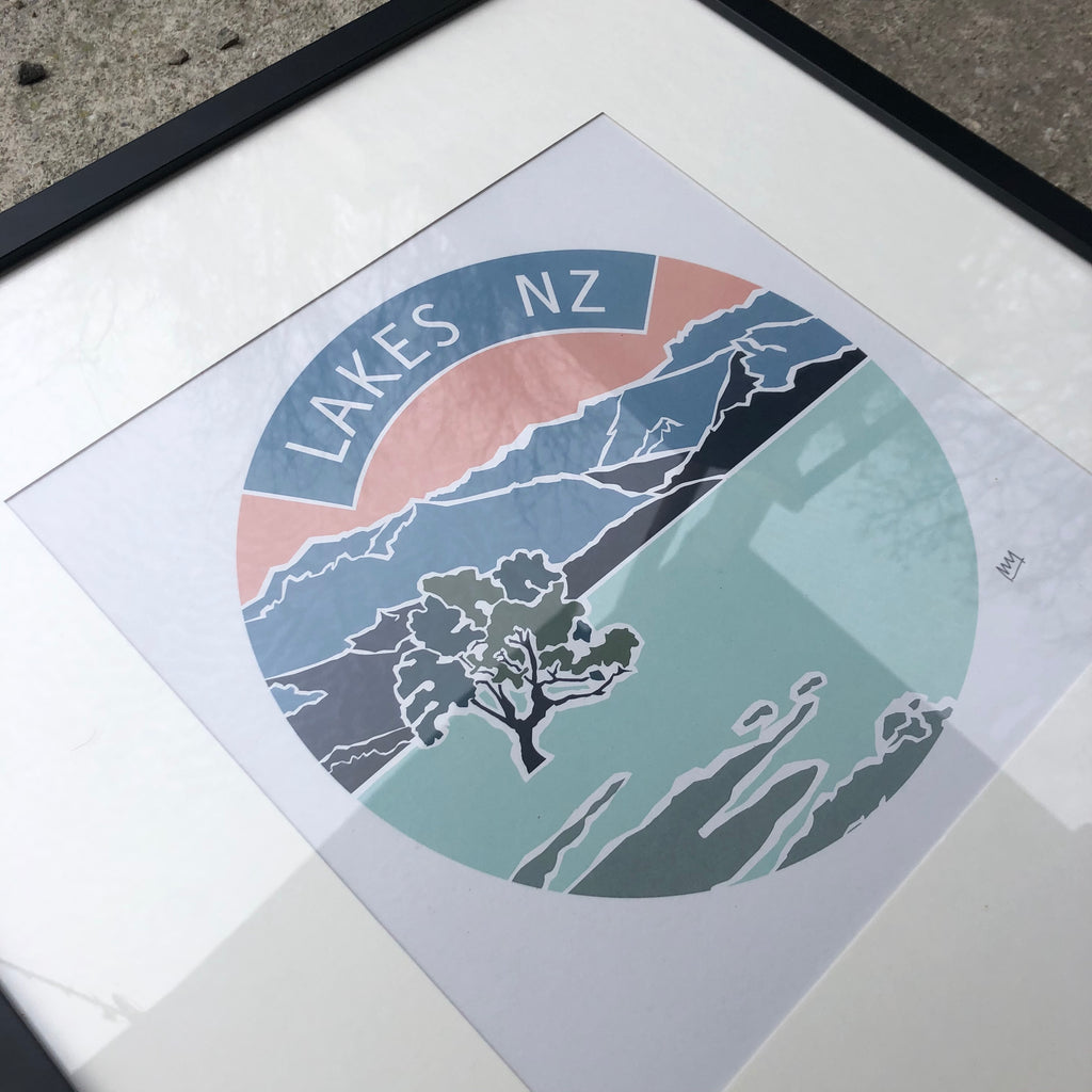 Lakes, NZ - Large Print Framed in Black