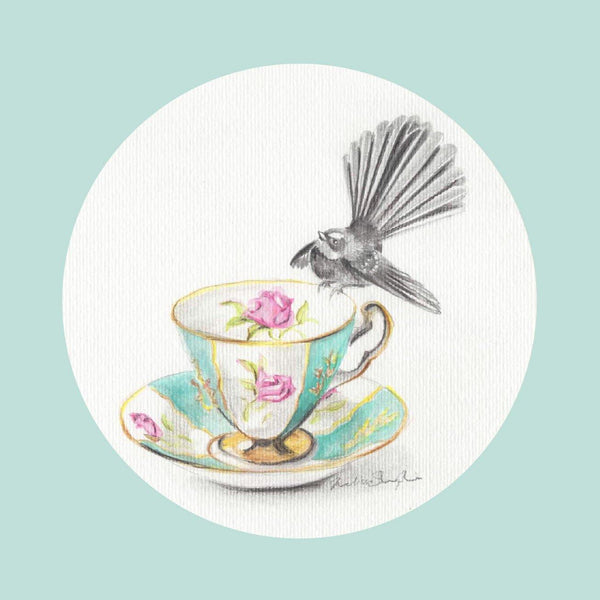 Fantail Mint Greeting Card - Melissa Sharplin