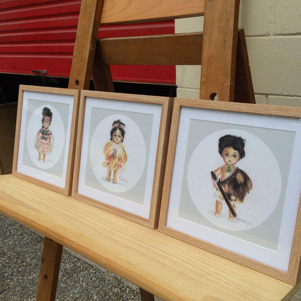 Set of 3 Framed Maori Dolls - Choice of Frame Colour - Melissa Sharplin
