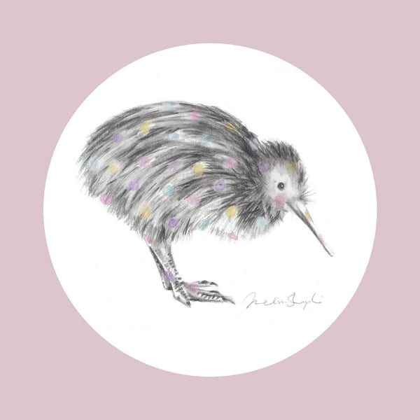 Little Spotted Kiwi Pink Greeting Card - Melissa Sharplin