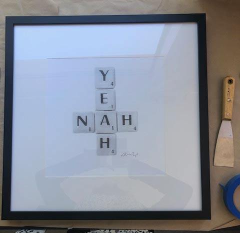 YEAH NAH - Framed 29.7x29.7 - Melissa Sharplin